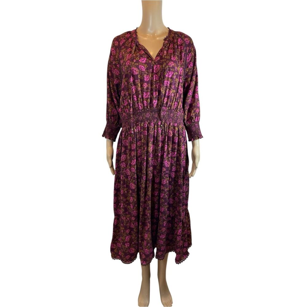 The Pioneer Woman Bohemian Glamour SmockedPurple Floral Smocked Waist size XL